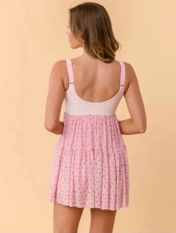 NWT! Popflex Target X Blogilates Sweetheart Babydoll Dress Gingham/Floral Size Small - Image 2