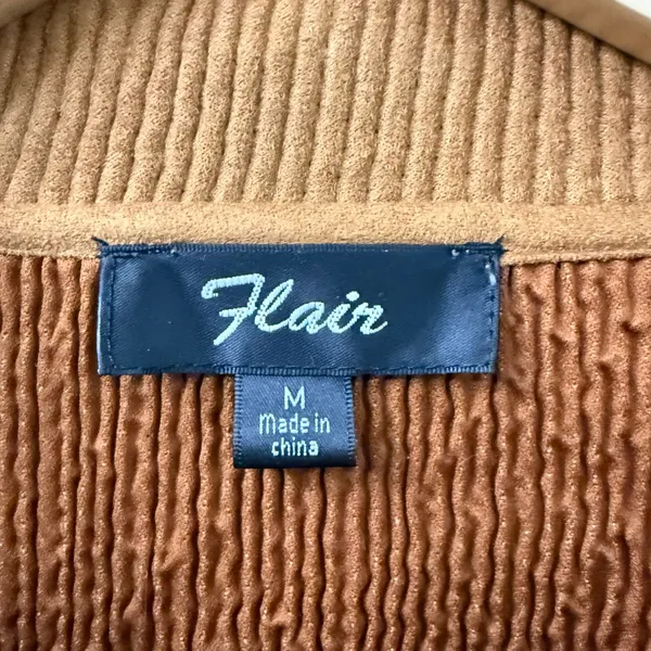 Flair M Textured Blazer‎ Jacket Brown Knit Career Office Shoulder Pads Retro 70s - Image 6