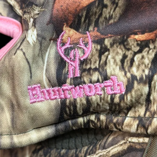 Huntworth Camo Hunting Hat S/M Brown Pink Real Tree Ponytail Grid Fleece Cap - Image 9