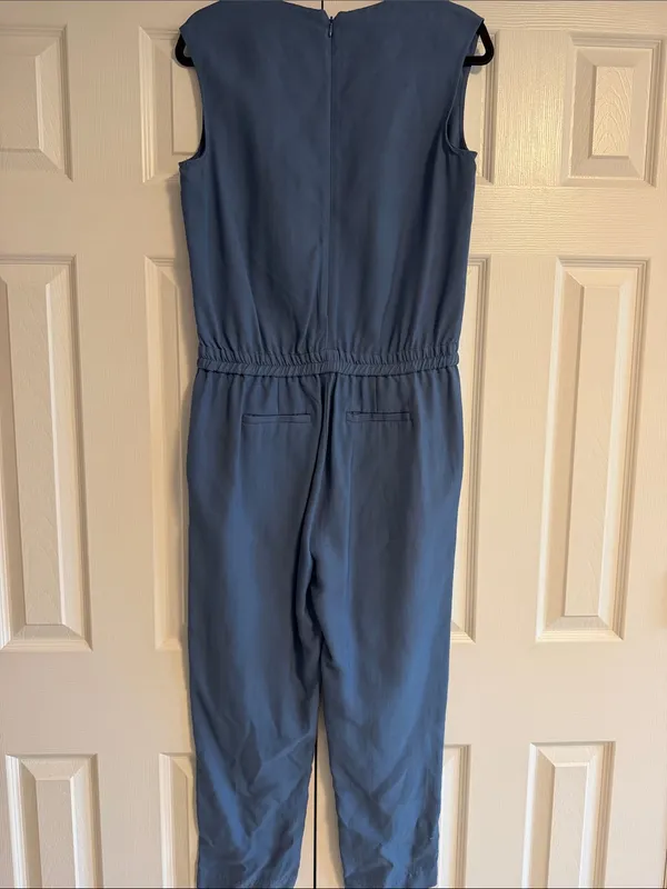 J.Crew Women’s Size 4 Blue Sleeveless V-Neck Jumpsuit - Image 6