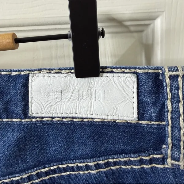 RE/DONE Loose Long‎ Jeans Blue Chunky Stitch Indigo High Rise Womens Size 30 - Image 8