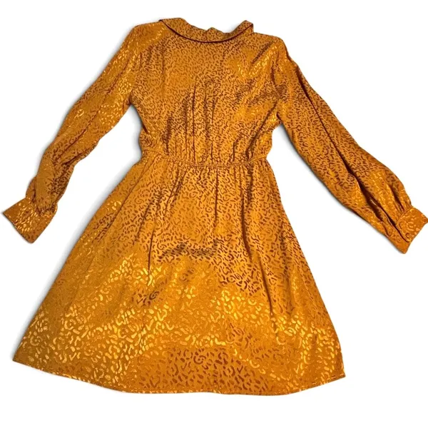 Anthropologie Gold Jacquard Leopard Print Midi Dress Size Medium Boho Glam - Image 8