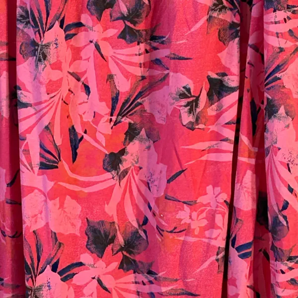 Fresh Produce Pink Floral Tropical Midi Dress XL Smocked Back 21937 Made in‎ USA - Image 4