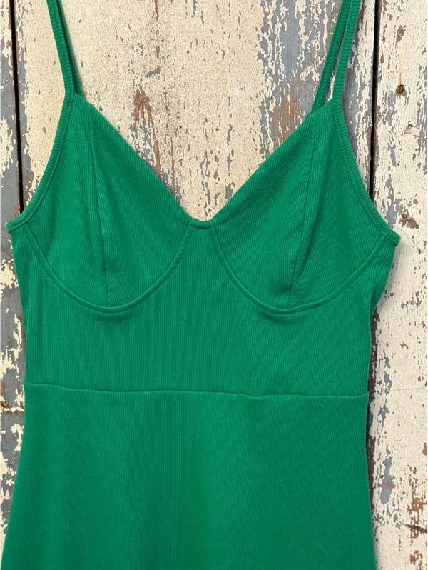 Wild Fable Green Ribbed Knit Short Sleeveless Dress, size Small - Image 2