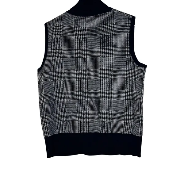 Pendleton Women's Sweater Vest Merino Wool Turtleneck‎ Houndstooth Plaid Medium - Image 8