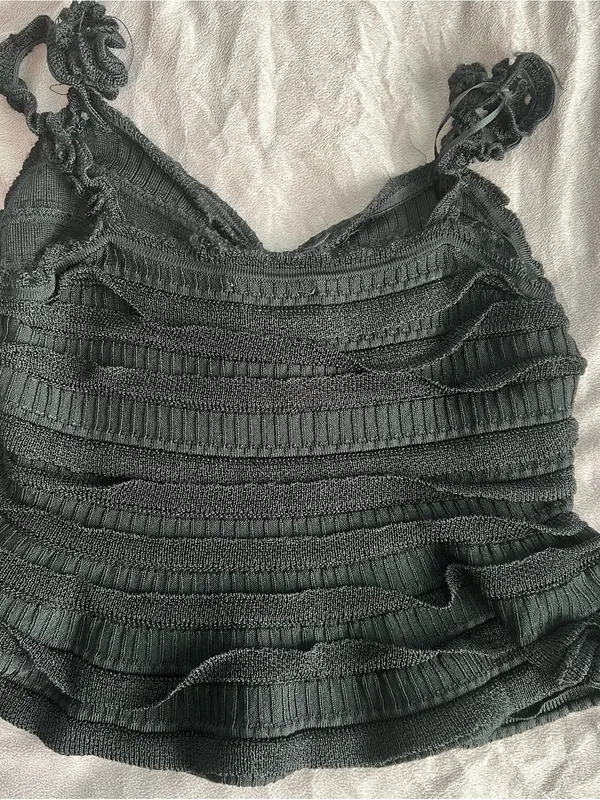 MARBLE Black Ruffle Lace-Trim Camisole - Image 2