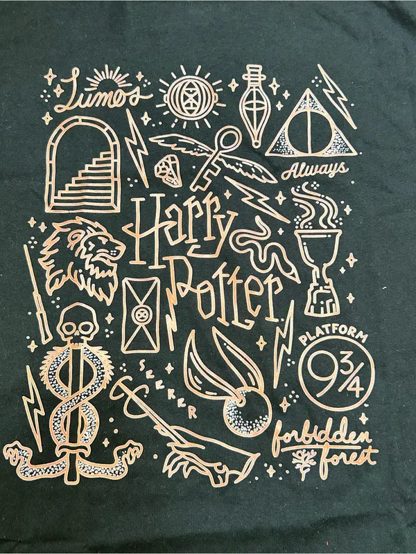 Harry Potter Black Short Sleeve Graphic Tee medium - Image 2