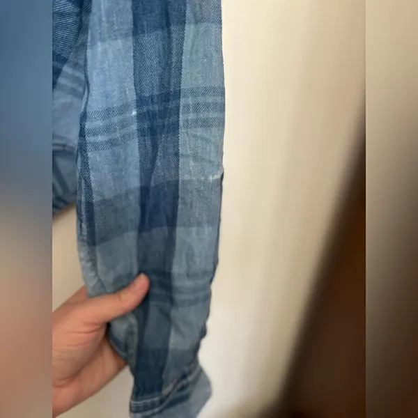 American Eagle Outfitters Blue Plaid Button Down Hooded Top Size XS - Image 15