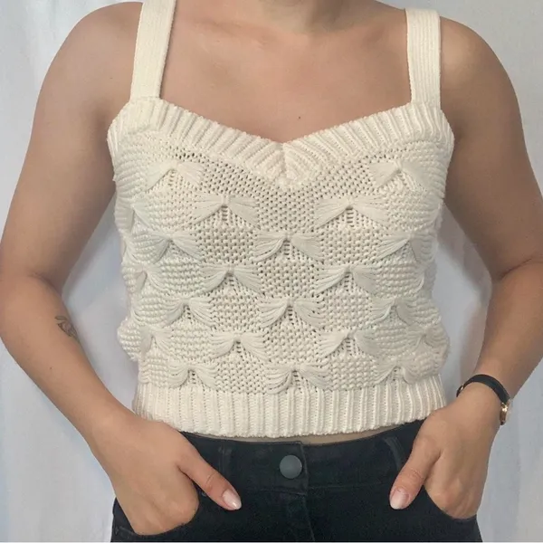 Zara Ivory Off-the-Shoulder Knit Tank - Image 2