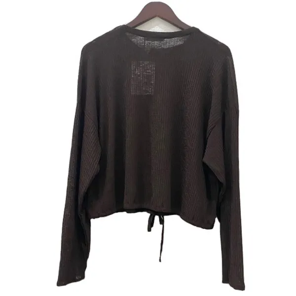 Zara Brown Contrast Button Blouse M - Image 4