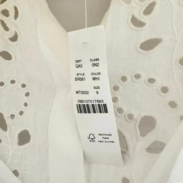 J.Crew Collection White Linen‎ Eyelet Embroidered Button Down Shirt Camisole 6 - Image 11