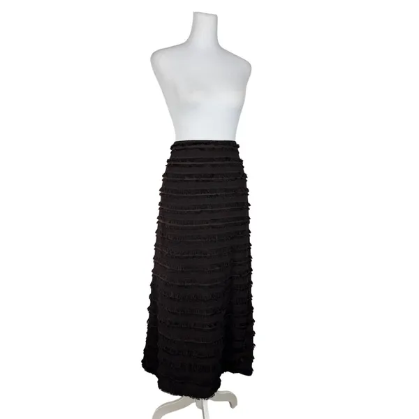 NWT H&M Dark Brown Fringe Maxi Pencil Skirt - Image 5