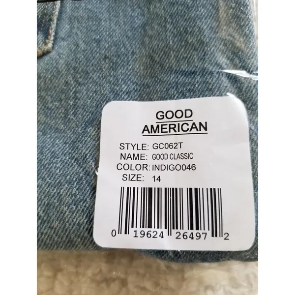 Good American Good Classic Skinnyish Fit Distress Indigo Hi-Rise Jeans Sz 14/32 - Image 11