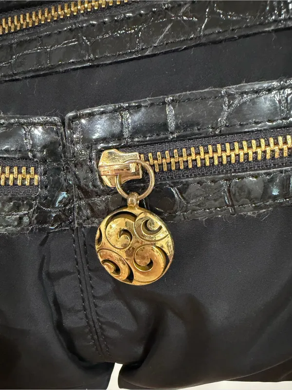 Y2K Brighton Black Crossbody Bag with Gold Hardware and leather/ leopard design - Image 8