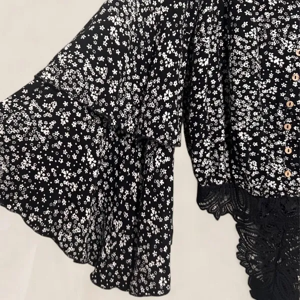 Free People Ditsy Micro Floral black Bodysuit | Size XS Coquette Boho - Image 4
