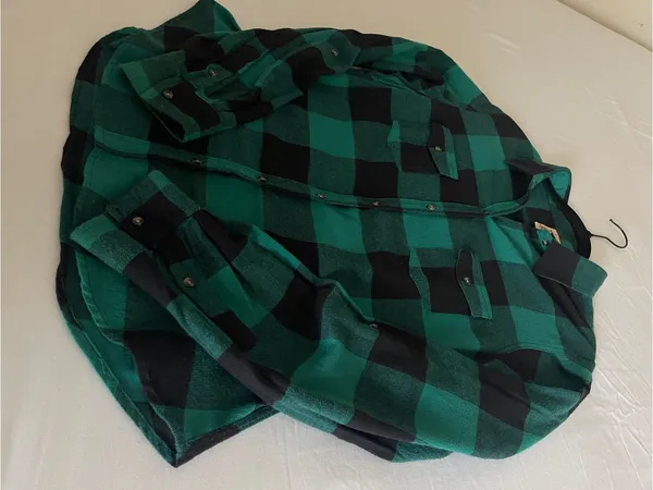 Passport Green Black Plaid Flannel Button Down Shirt - Size XL - 100% Cotton - Image 4