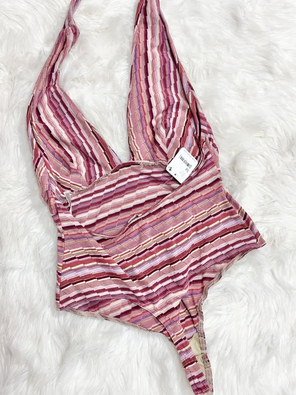 Free People retro babe striped halter bodysuit - Image 3