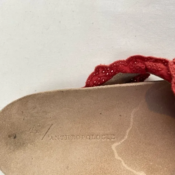 Anthropologie Bianca Ruffled‎ Slide Sandals in Red Size 8 - Image 8