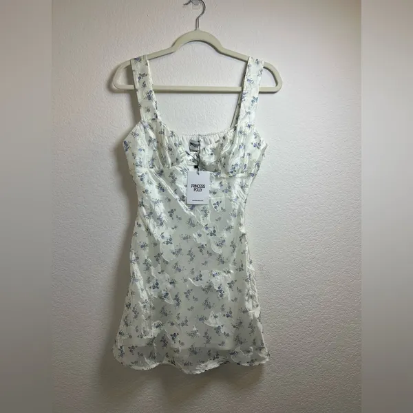 Princess Polly Tullock Mini dress Blue Floral Size‎ 6 - Image 3