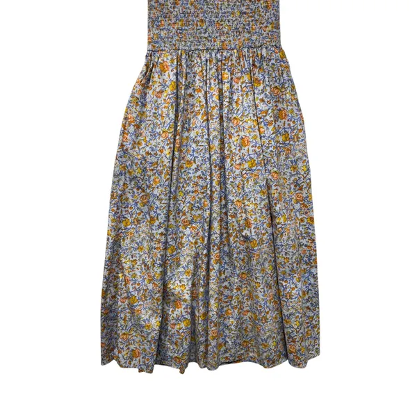 J.Crew Liberty Meadow Song Floral Smocked Cotton Poplin Midi Dress Blue Medium - Image 5