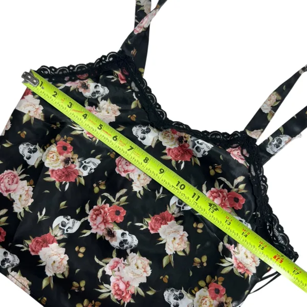 Hot Topic Skull & Flowers Satin & Lace Strappy Tank Top - Image 5