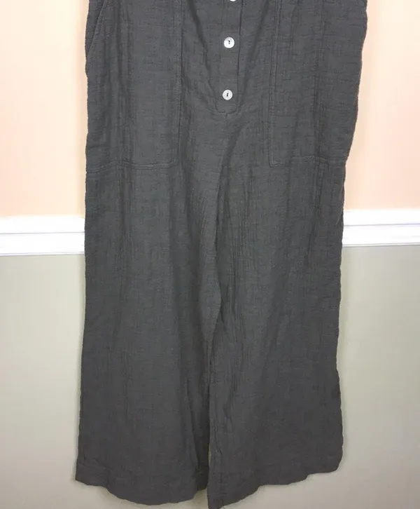 Zara Women’s Muslin Mother of Pearl Button-Up Gray Jumpsuit - Image 3