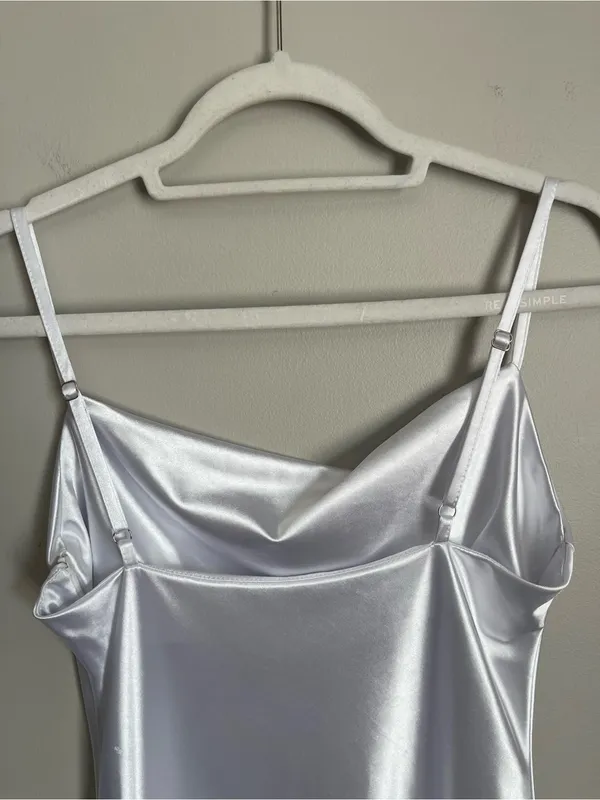 XXXITICAT White Silver Satin Cowl Midi Dress Sz S - Image 4