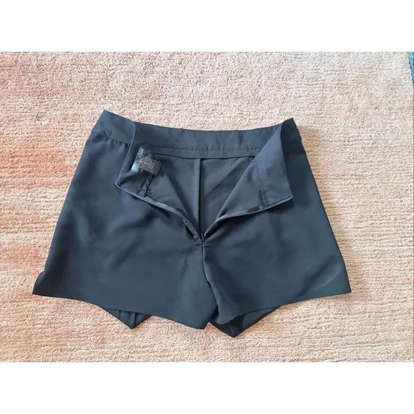 AQUA Black Skort Skirt Shorts Size L Lined Back Zip Made in USA - Image 7