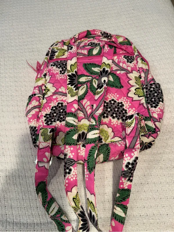 Vera Bradley Pink Floral Quilted Backpack - Image 2