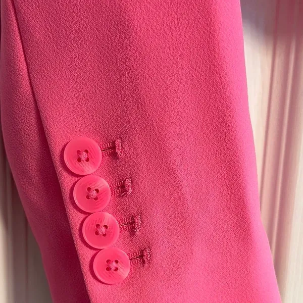 EXPRESS Cropped Elegant Neon Pink One Button Women's Blazer Size XS - Image 4