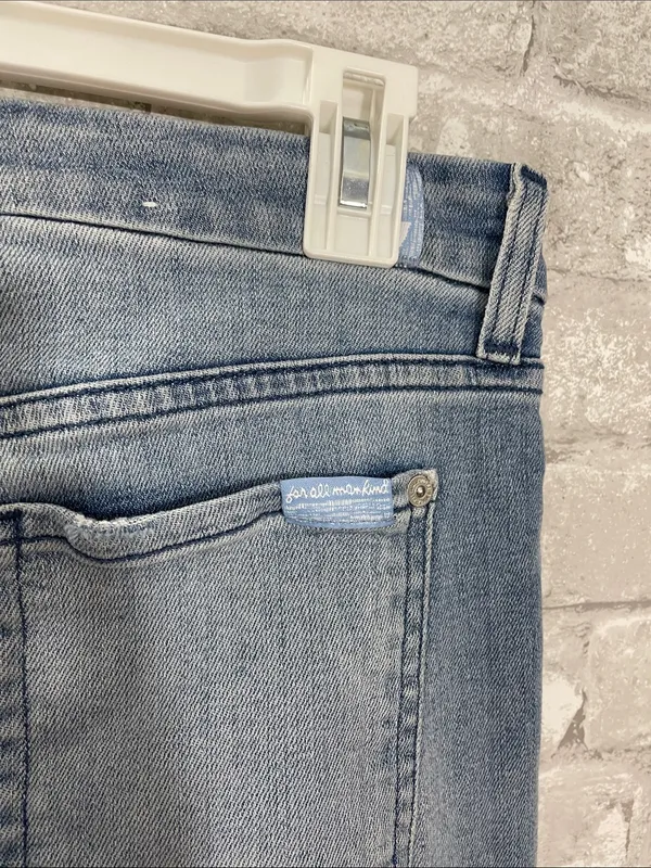 7 For All Mankind Light Blue Distressed The Skinny Jeans - Image 4