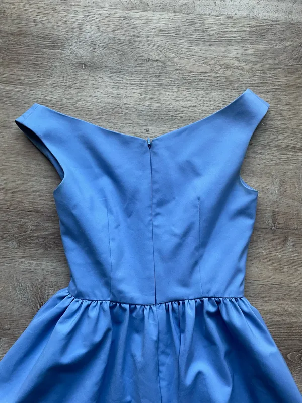 French Connection Fit & Flare Dress Blue Sleeveless Cotton Blend Size 0 - Image 8