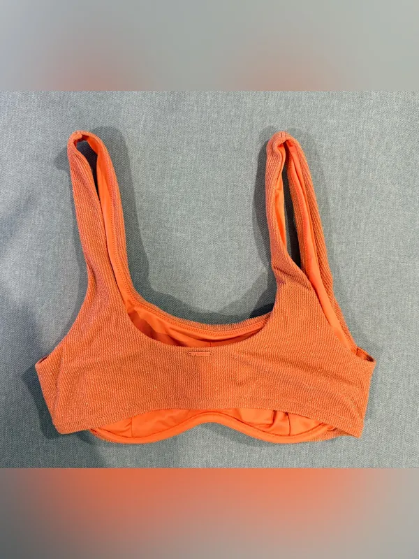 PINK Victoria’s Secret Textured Glitter Bikini Set Orange Coral Medium NWT - Image 8