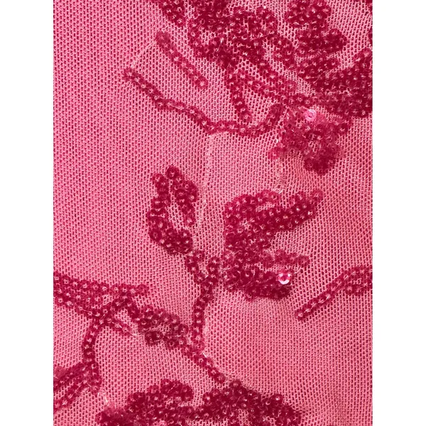 Lulus Pink Floral Sequin Strapless Tiered Ruffle Mini Dress XS NWT Homecoming - Image 2