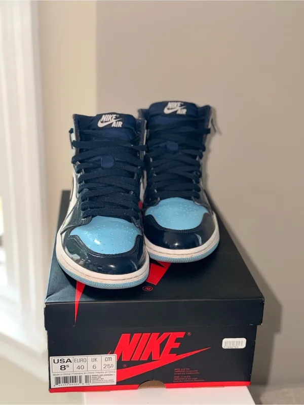 Nike Air Jordan 1 High OG UNC Patent Women’s 8.5 w/ Box - Image 2