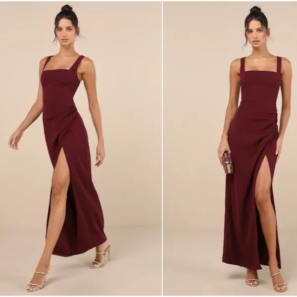 LULUS Sexy Prom Wedding Bridesmaid Romantic Flowy Elegant Chiffon Maxi Dress - Image 2