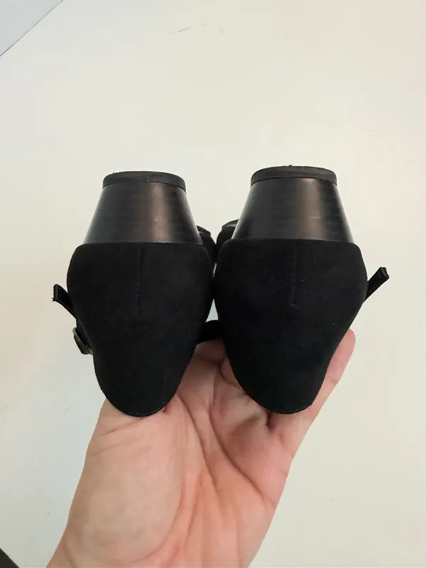 Seychelles Mary Jane Wedge Suede Leather Scalloped Pointed Toe Memory Foam Black - Image 8