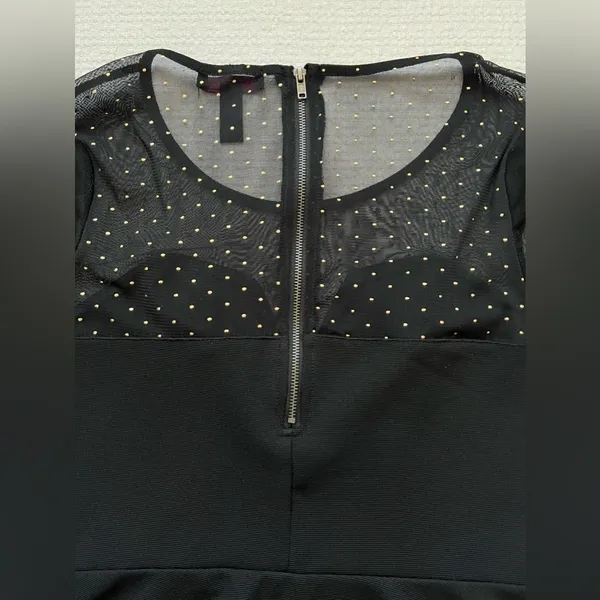 Material Girl Top Black Peplum Blouse Sz S Mesh SL Ruffle Bottom - Holiday - Image 6