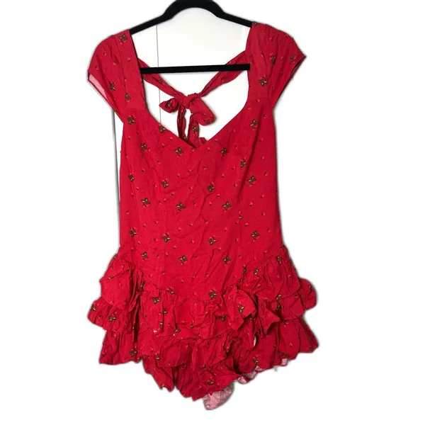 Kimchi Blue Drop Waist Scarlet Frilled Strawberry Romper Playsuit Size M Nwot! - Image 5