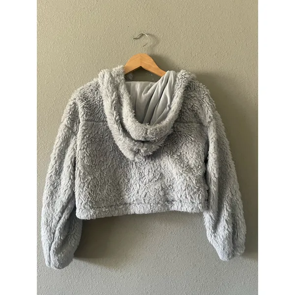 BDG Urban‎ Outfitters Cropped Hooded Teddy Jacket Blue - Image 7