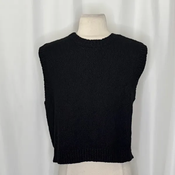 COACH Crewneck Sweater Vest Black Embroidered Organic Cotton Wool Cashmere Large - Image 10