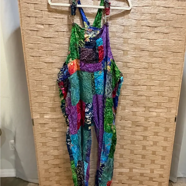 Mexicali Blues Playful Batik Patchwork Overalls Size XL SOLD OUT - Image 2