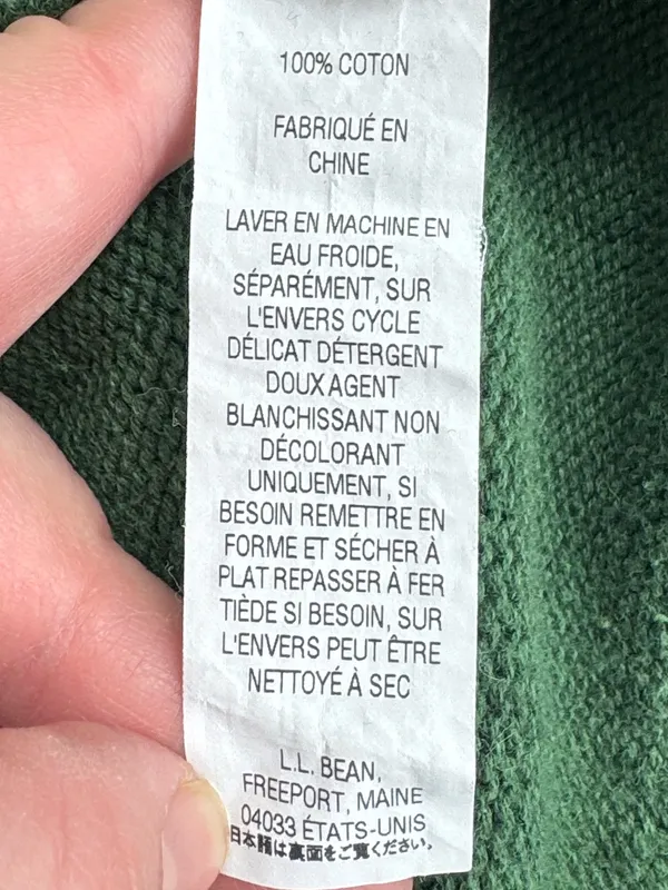L.L. Bean Knit V Neck Sweater Green Large - Image 5