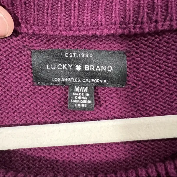 NWT Lucky Brand Burgundy cream gray Striped Sweater - Image 2
