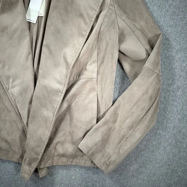 BB Dakota Open Front Moto Jacket Faux Suede Womens Large Beige New Anthropologie - Image 2