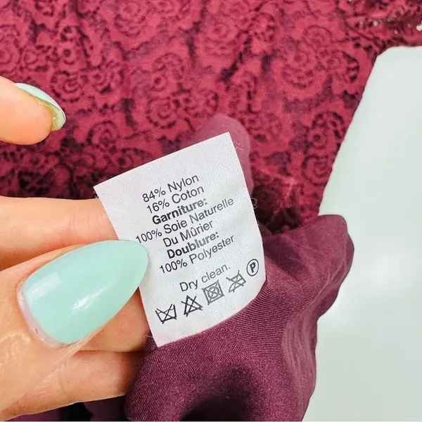 Madewell Lace Magnolia Shift Mini‎ Dress Burgundy Size 4 - Image 9