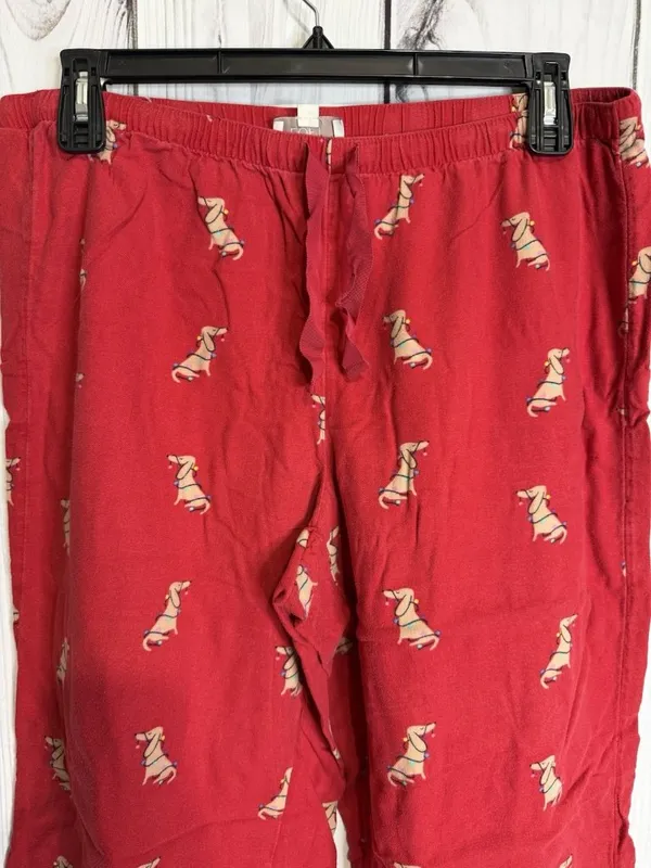 Loft Sleep Pajamas Sz Large 2-Piece Set Wiener Dog Christmas Lights Short Sleeve - Image 4