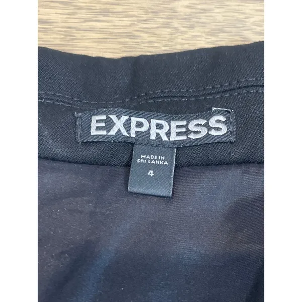 Express Black Single‑Breasted Ruched Sleeve Suit Jacket Size 4 - Image 2