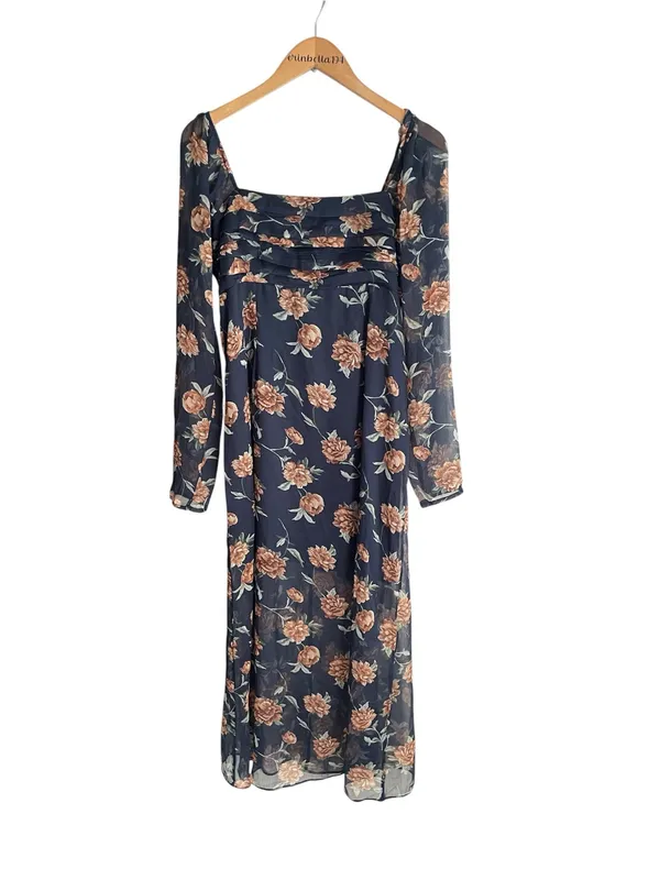 Abercrombie & Fitch Emerson Chiffon Long Sleeves Midi Floral Dress - Image 4