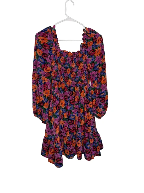 ✨ Entro Floral Smocked Long‎ Sleeve Mini Dress Size Small ✨ - Image 4